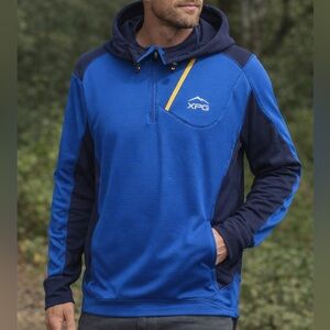 Cabela's XPG Men's 1/4 Zip Hooded Pullover Sweater Shadow Blue Size Large